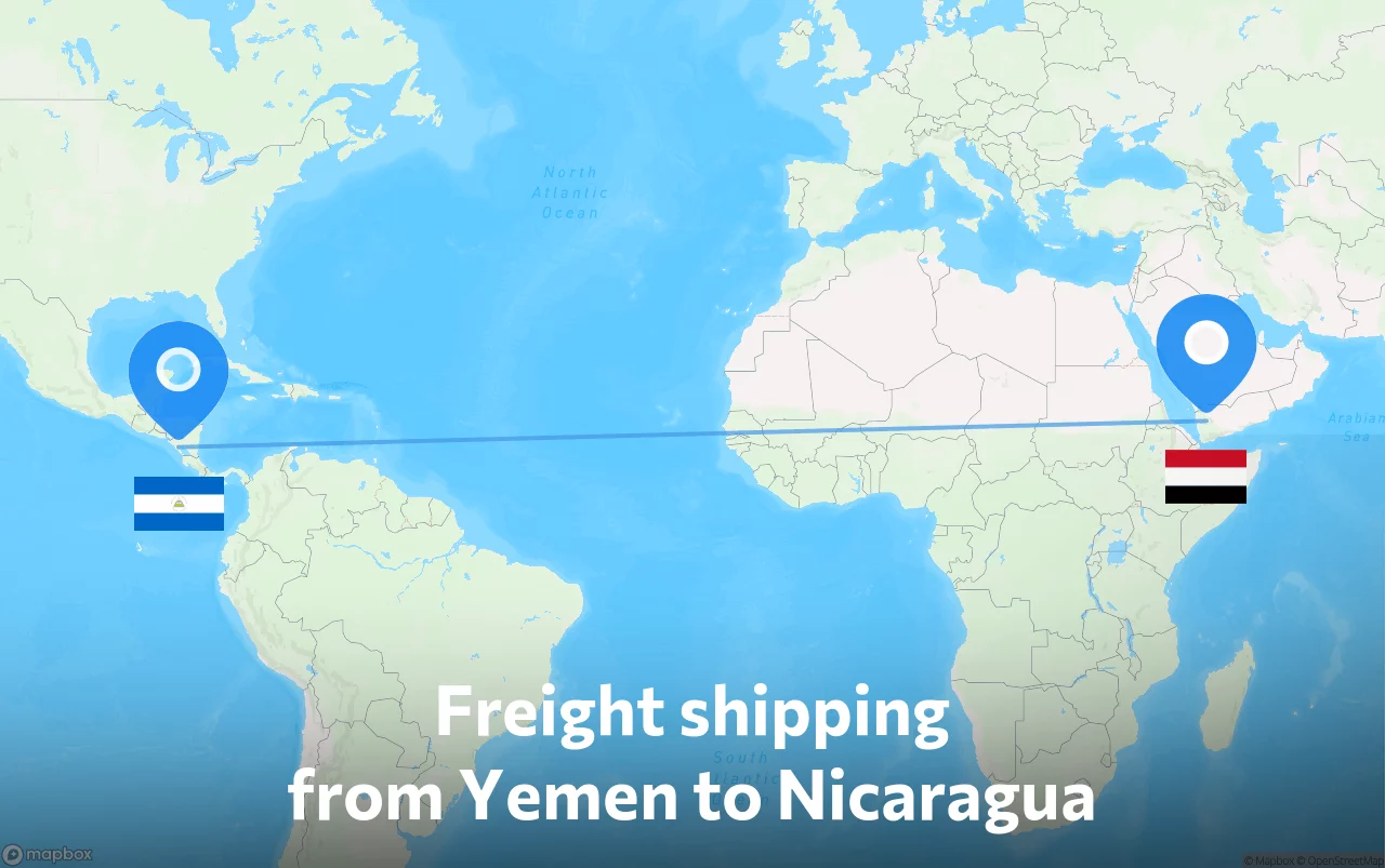 Shipping route from Yemen to Nicaragua