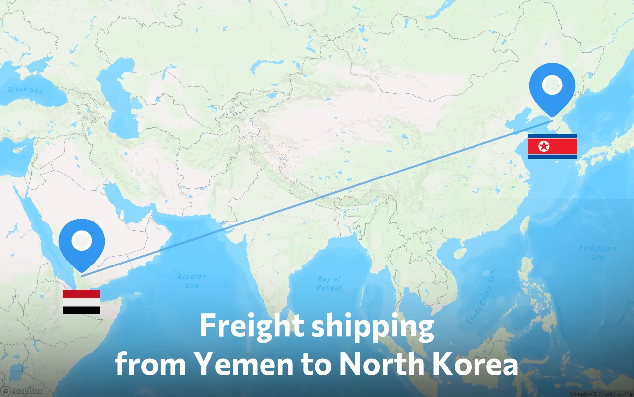 Shipping route from Yemen to North Korea