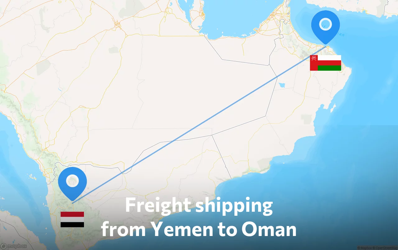 Shipping route from Yemen to Oman