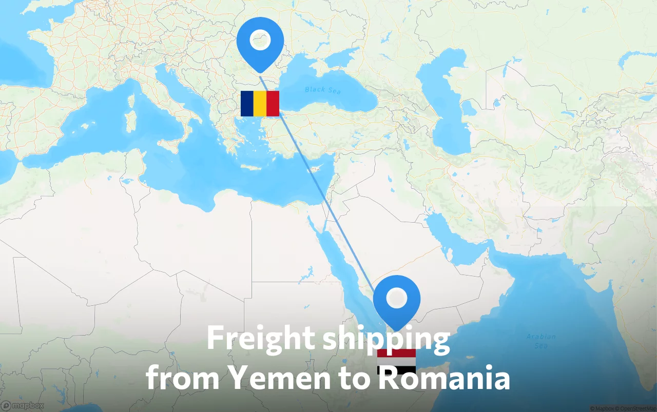 Shipping route from Yemen to Romania
