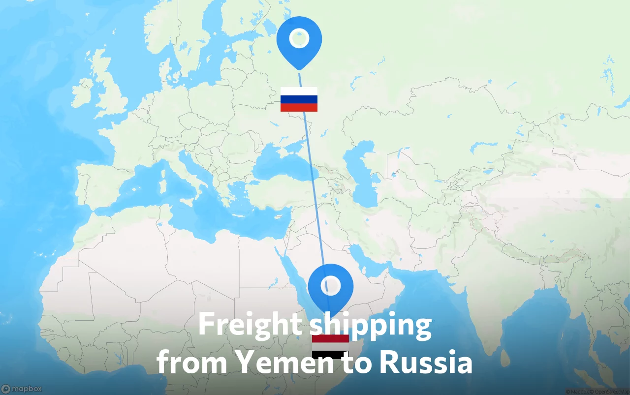Shipping route from Yemen to Russia