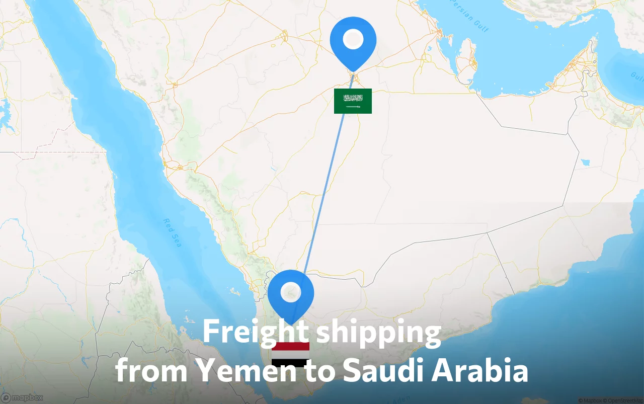 Shipping route from Yemen to Saudi Arabia