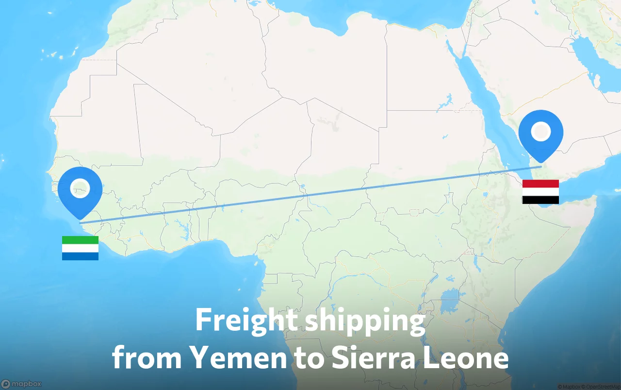 Shipping route from Yemen to Sierra Leone