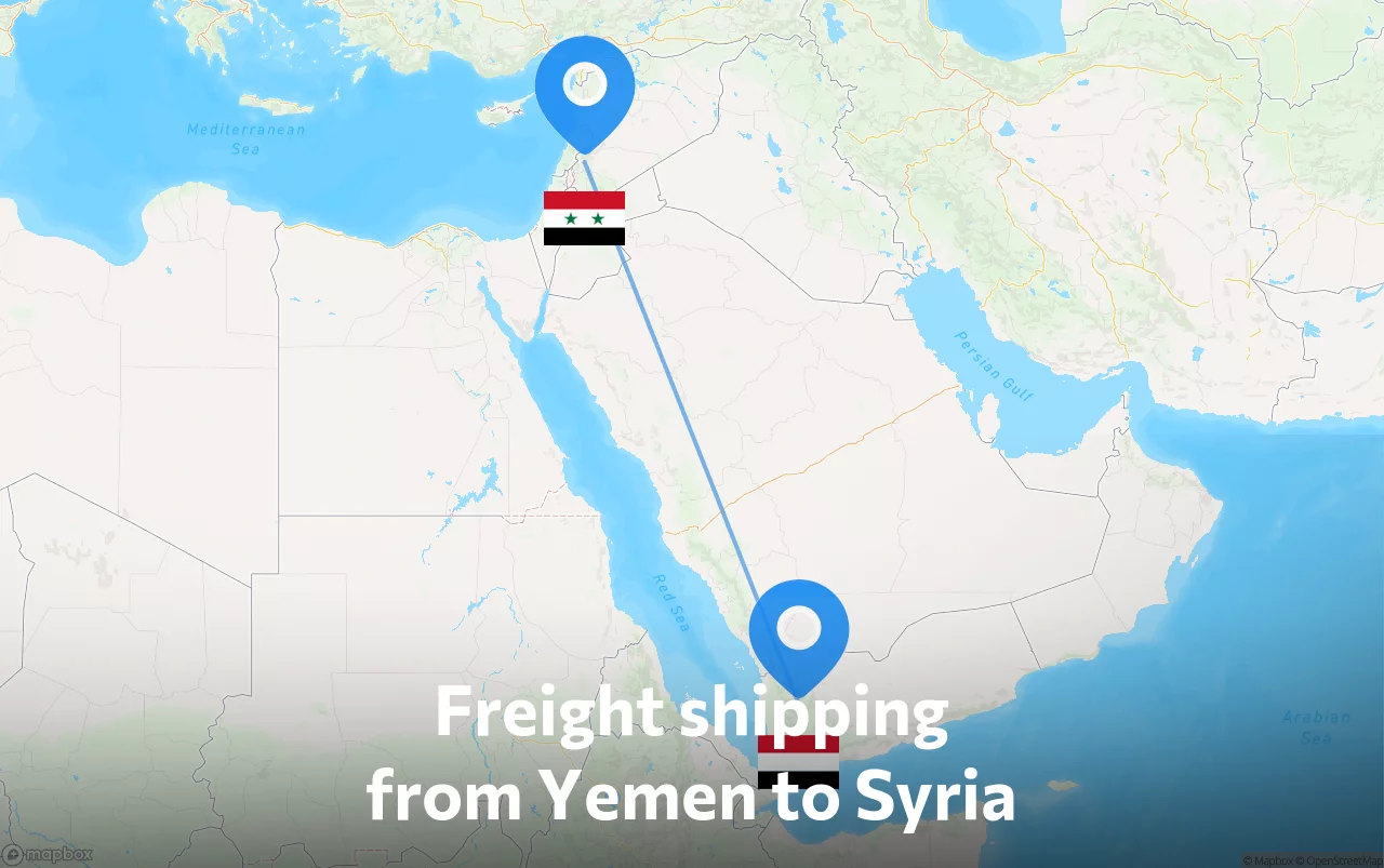 Shipping route from Yemen to Syria