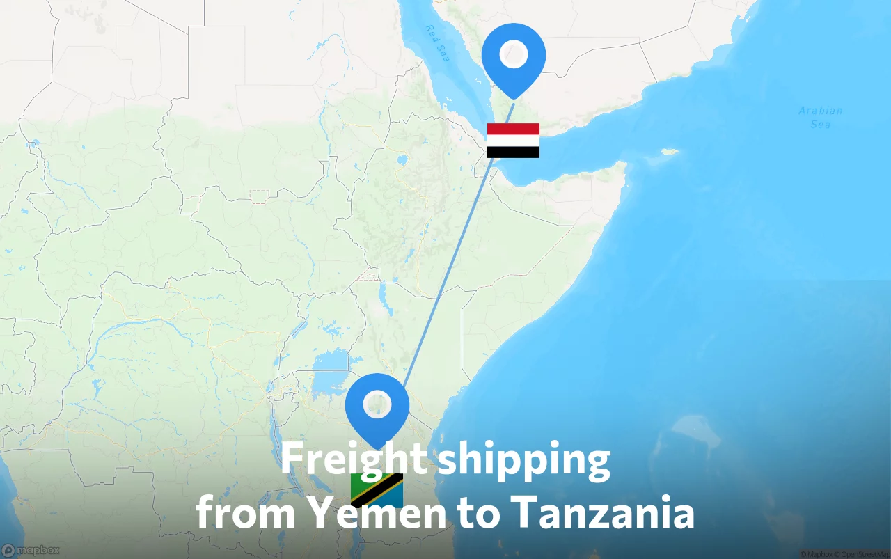 Shipping route from Yemen to Tanzania
