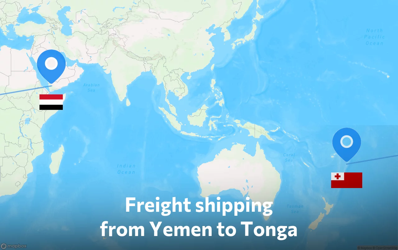 Shipping route from Yemen to Tonga
