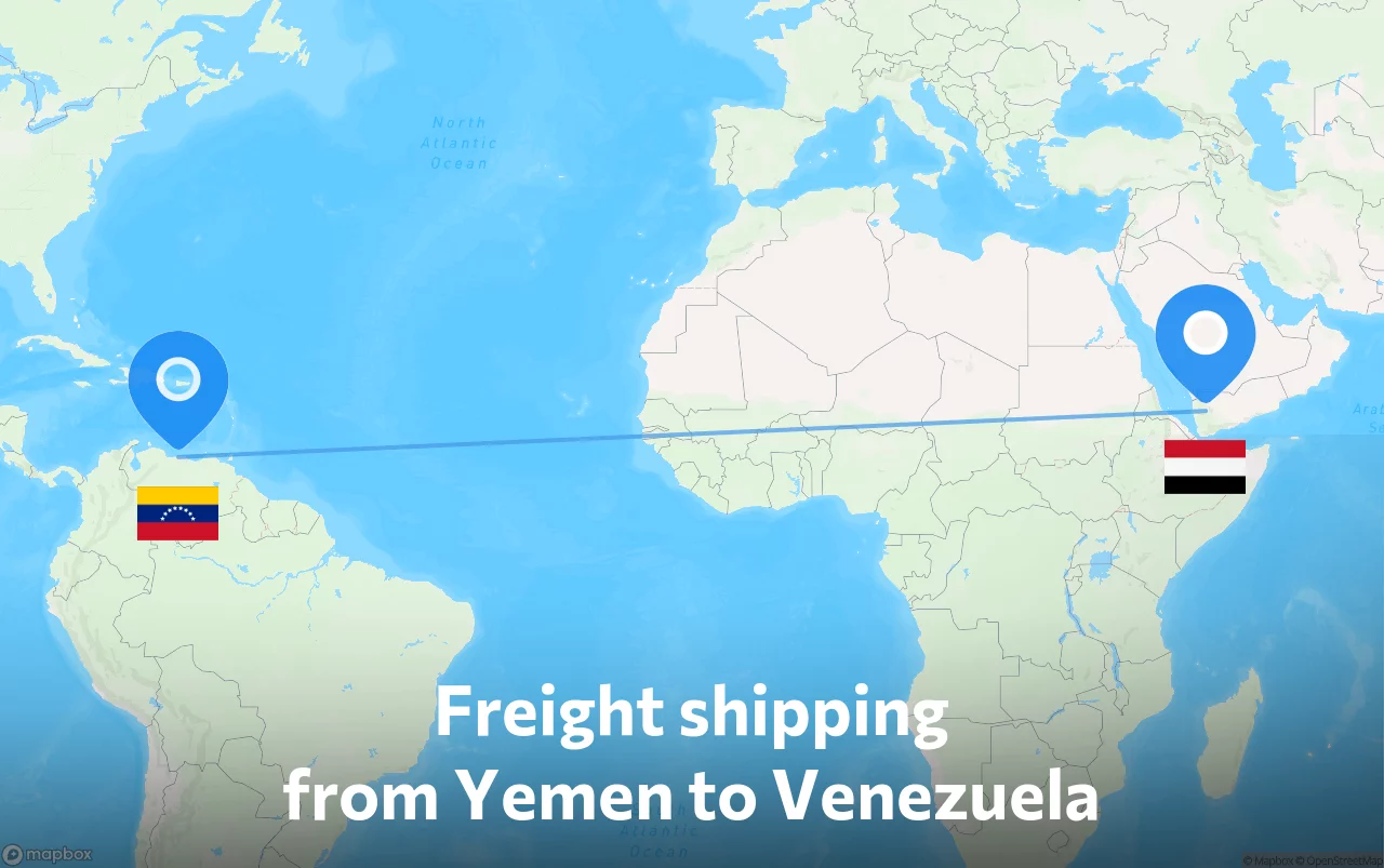 Shipping route from Yemen to Venezuela