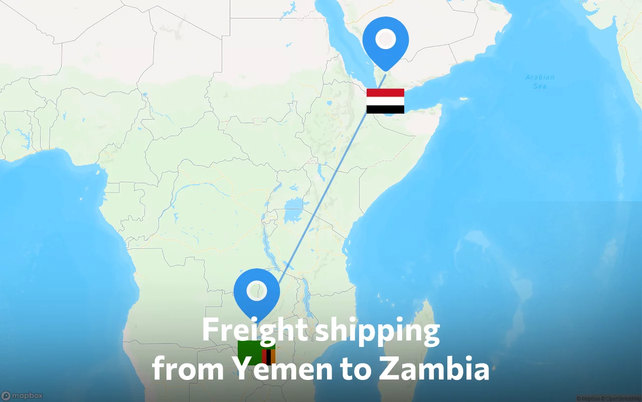 Shipping route from Yemen to Zambia