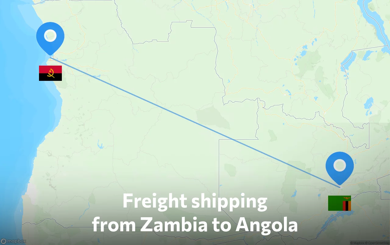 Shipping route from Zambia to Angola