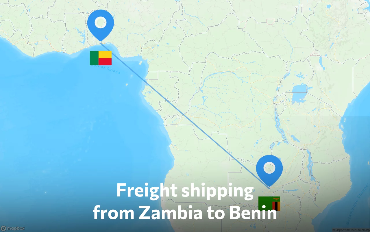 Shipping route from Zambia to Benin