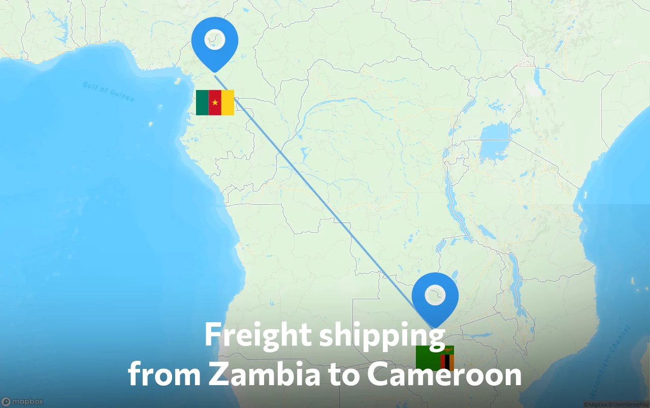 Shipping route from Zambia to Cameroon