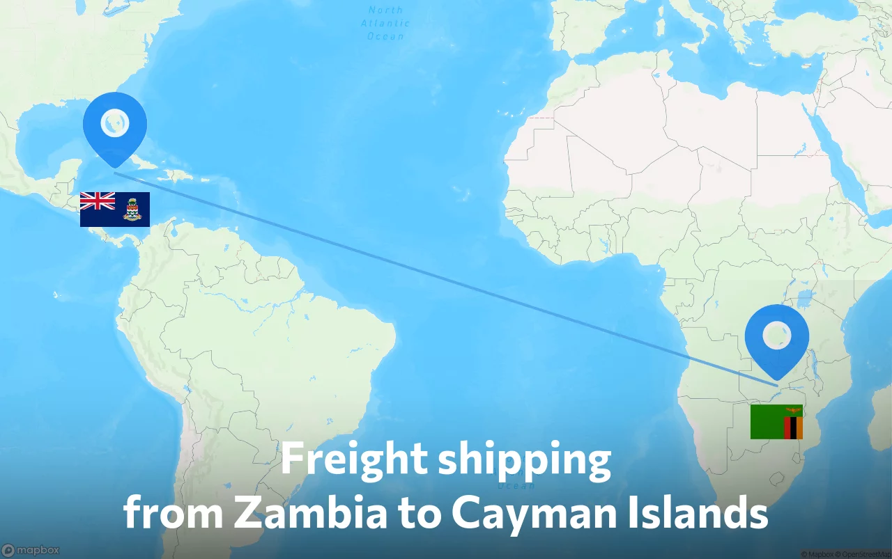 Shipping route from Zambia to Cayman Islands