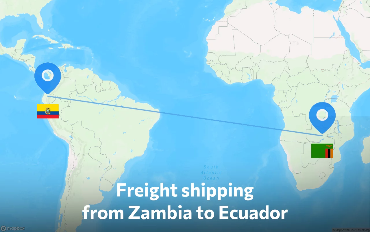 Shipping route from Zambia to Ecuador