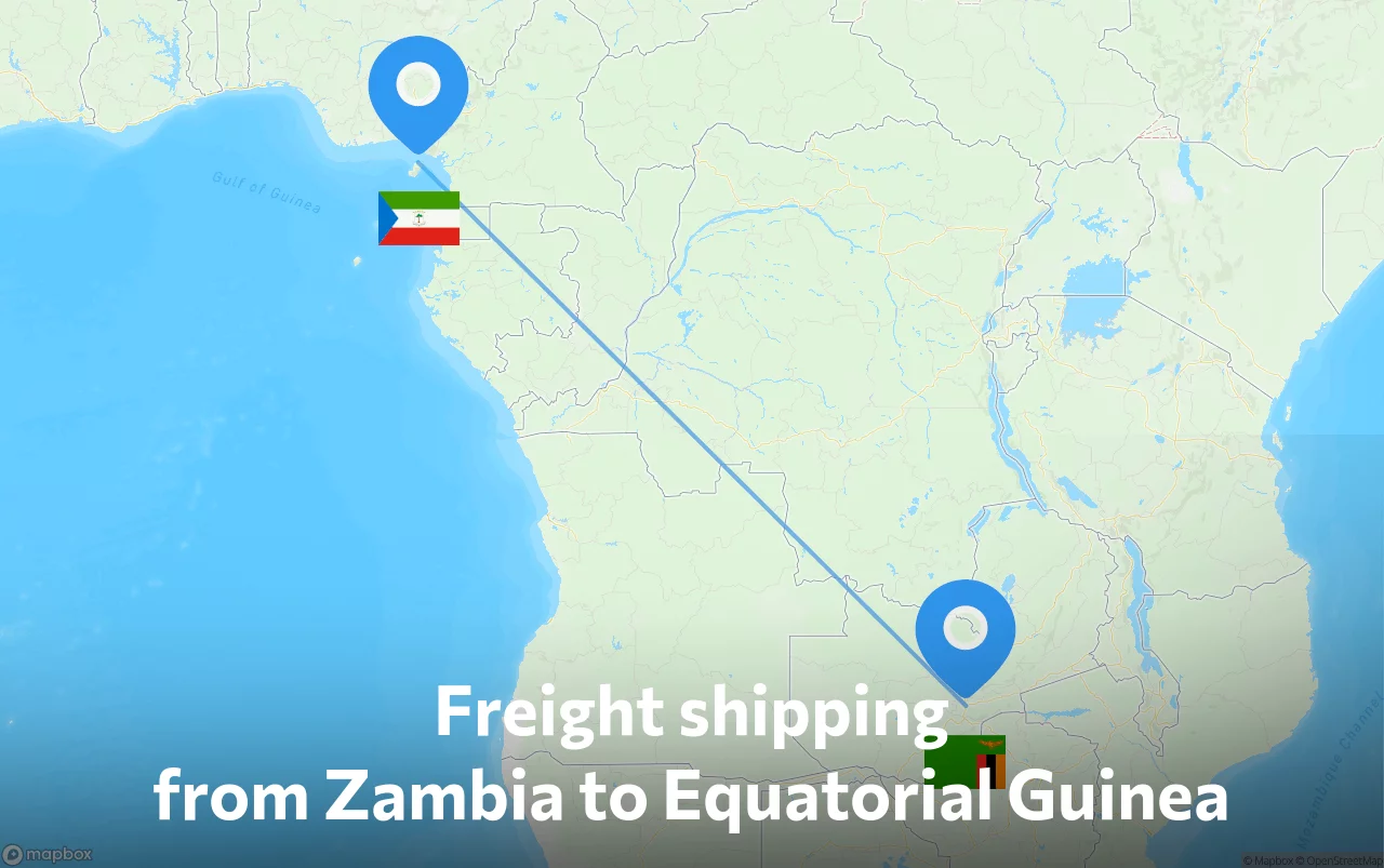 Shipping route from Zambia to Equatorial Guinea