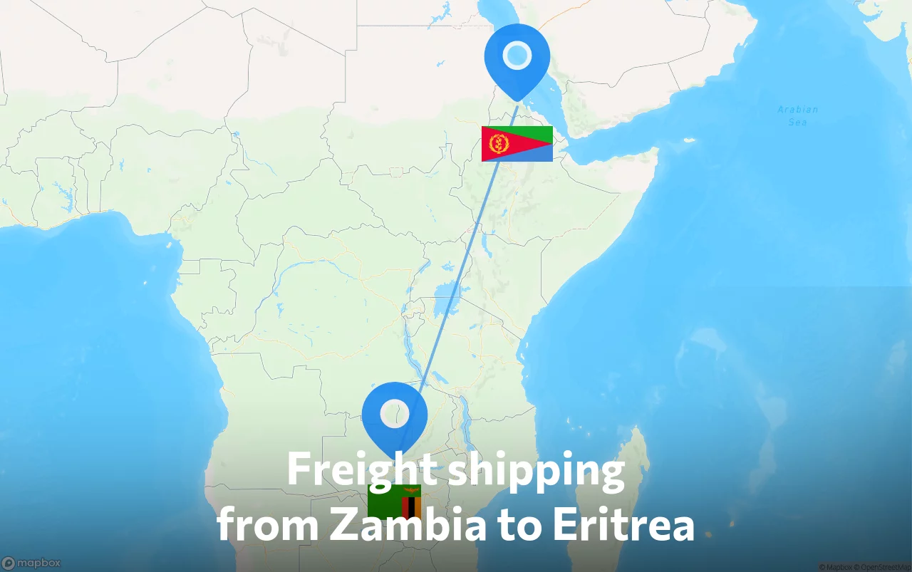 Shipping route from Zambia to Eritrea