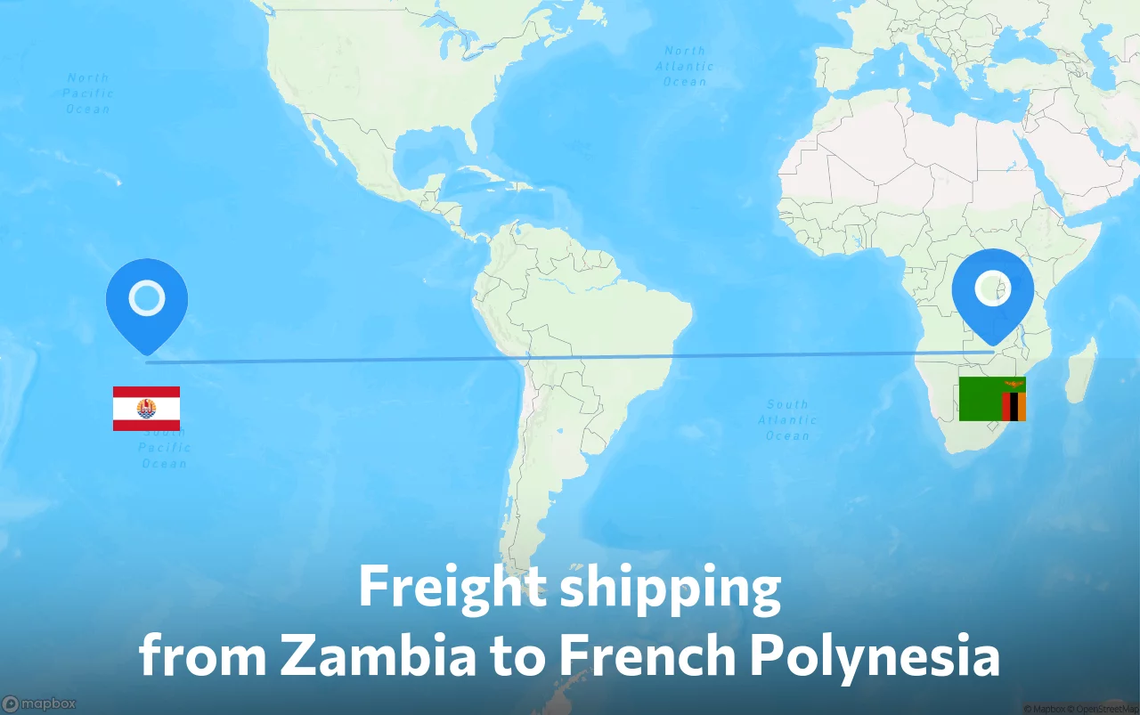 Shipping route from Zambia to French Polynesia