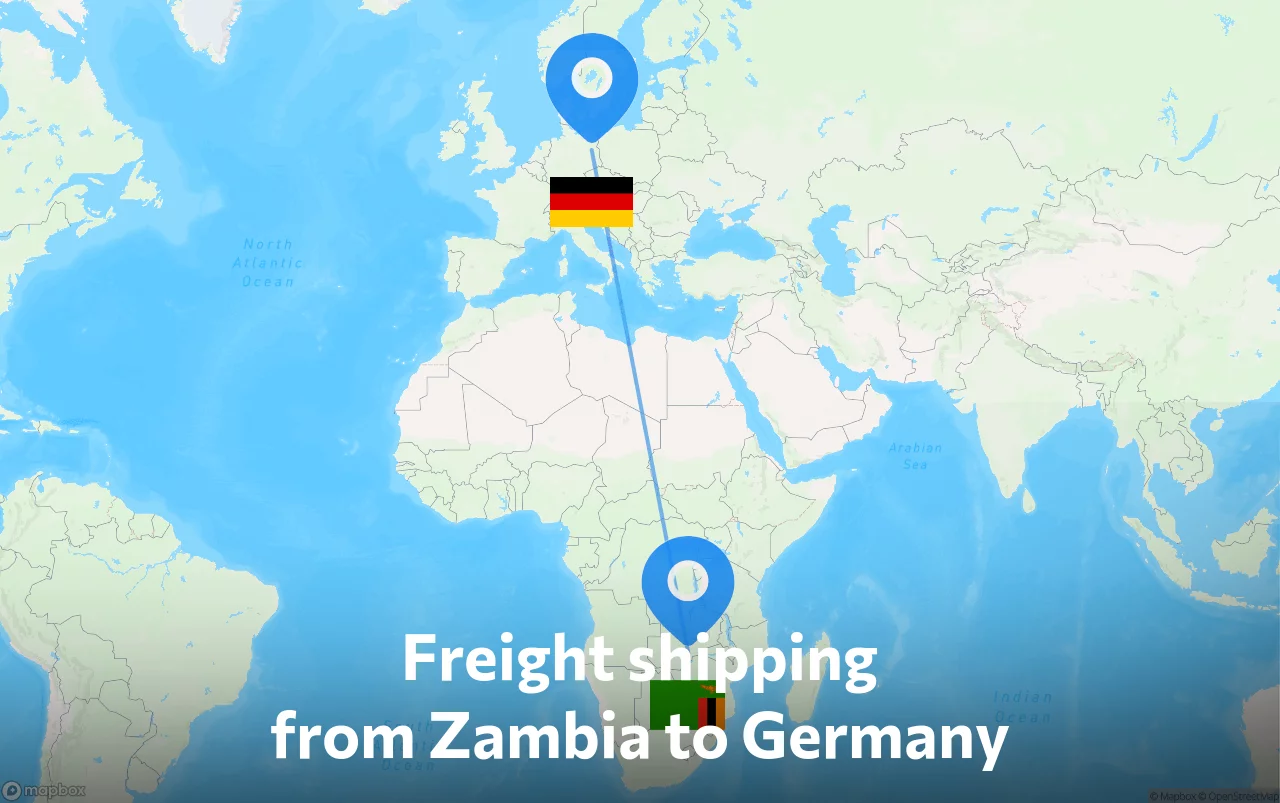 Shipping route from Zambia to Germany