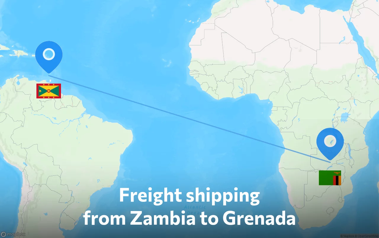 Shipping route from Zambia to Grenada