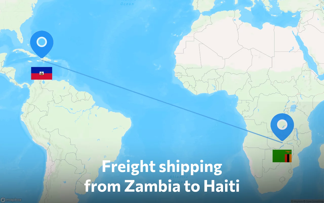Shipping route from Zambia to Haiti