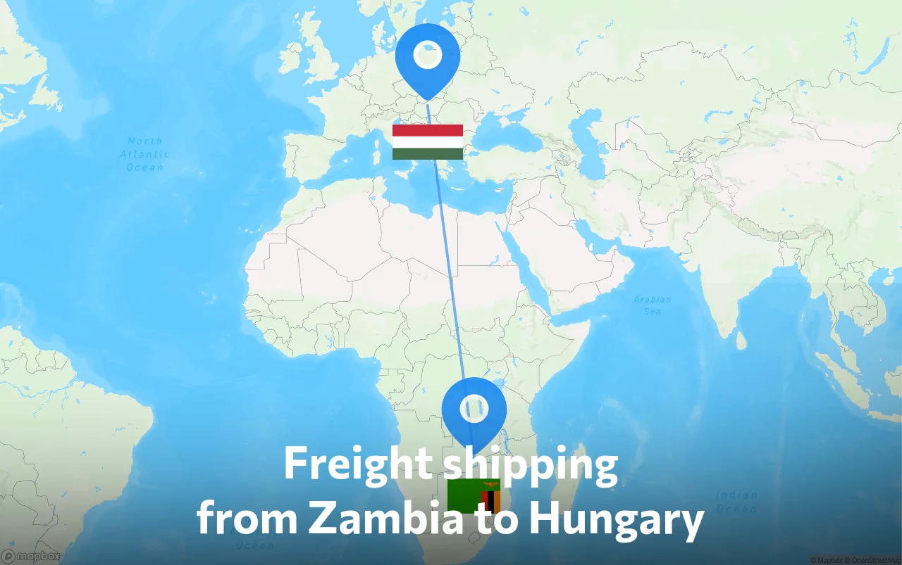 Shipping route from Zambia to Hungary