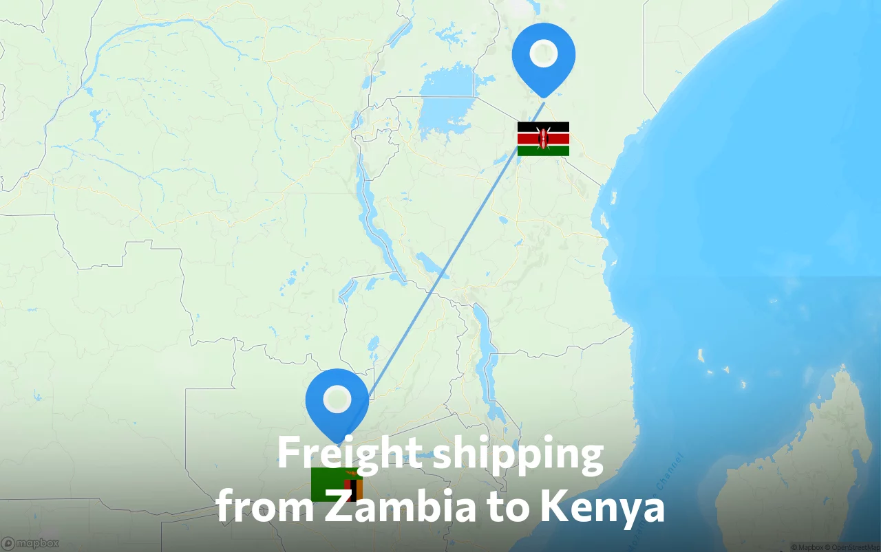 Shipping route from Zambia to Kenya