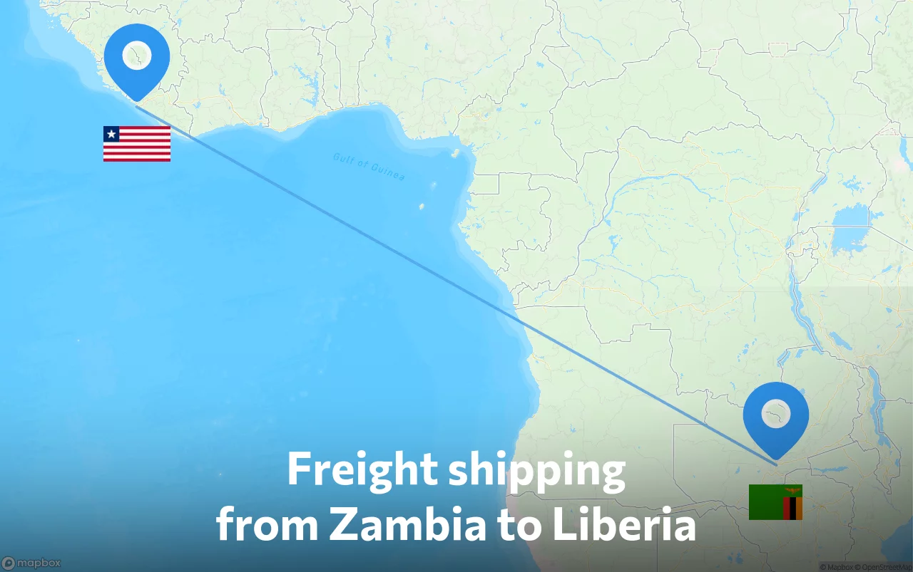 Shipping route from Zambia to Liberia