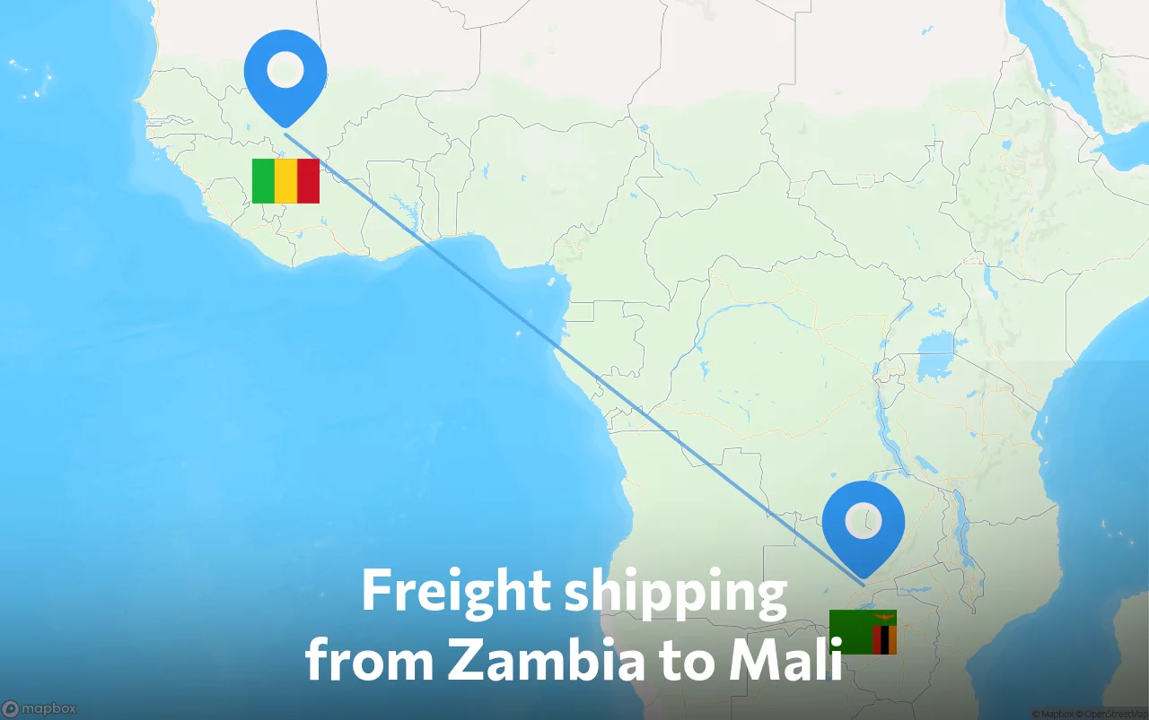 Shipping route from Zambia to Mali