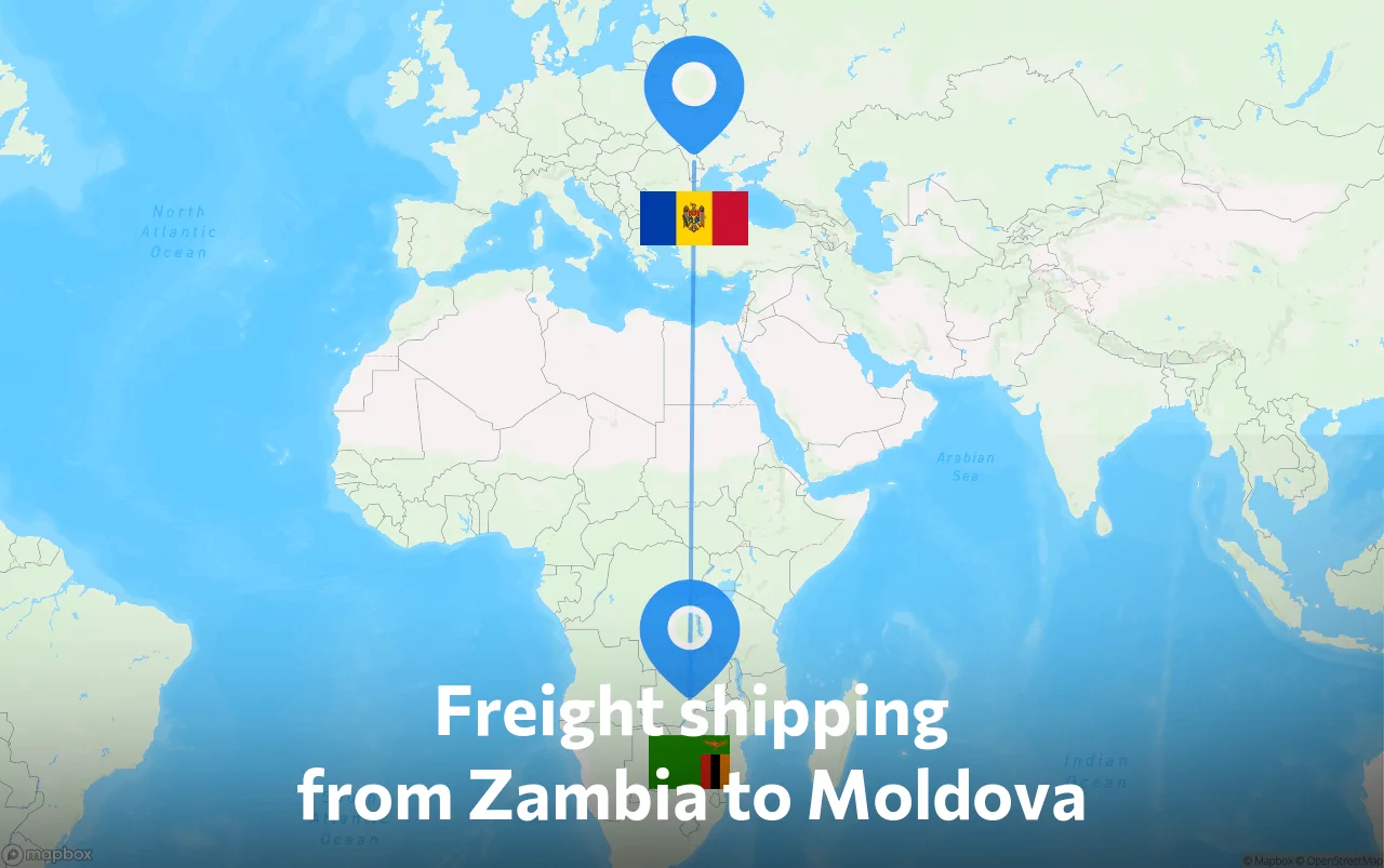 Shipping route from Zambia to Moldova