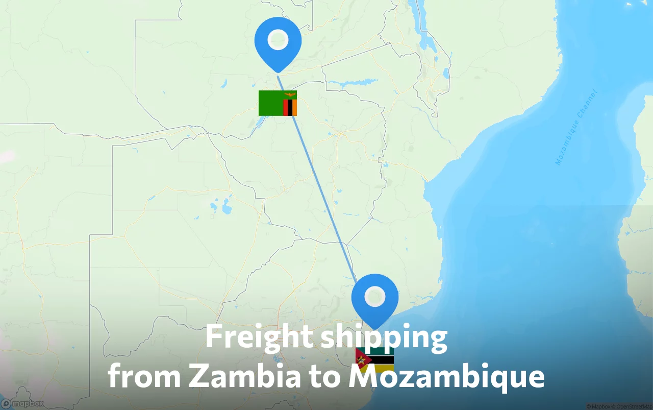 Shipping route from Zambia to Mozambique