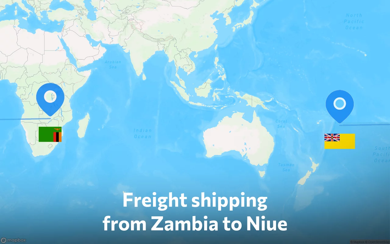 Shipping route from Zambia to Niue