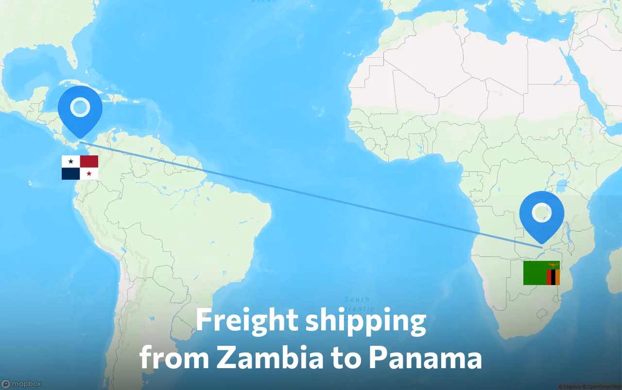 Shipping route from Zambia to Panama