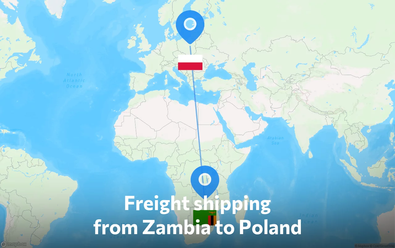 Shipping route from Zambia to Poland