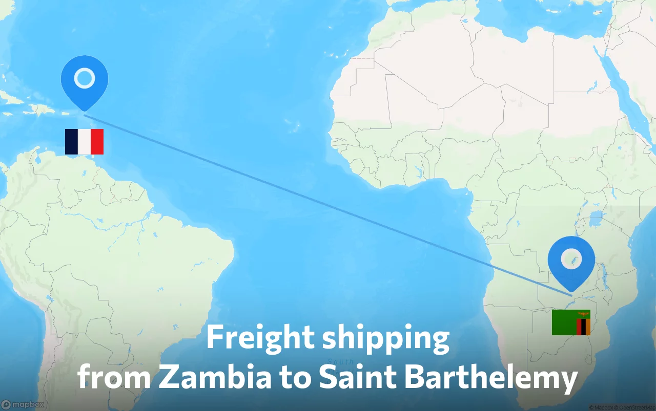 Shipping route from Zambia to Saint Barthelemy