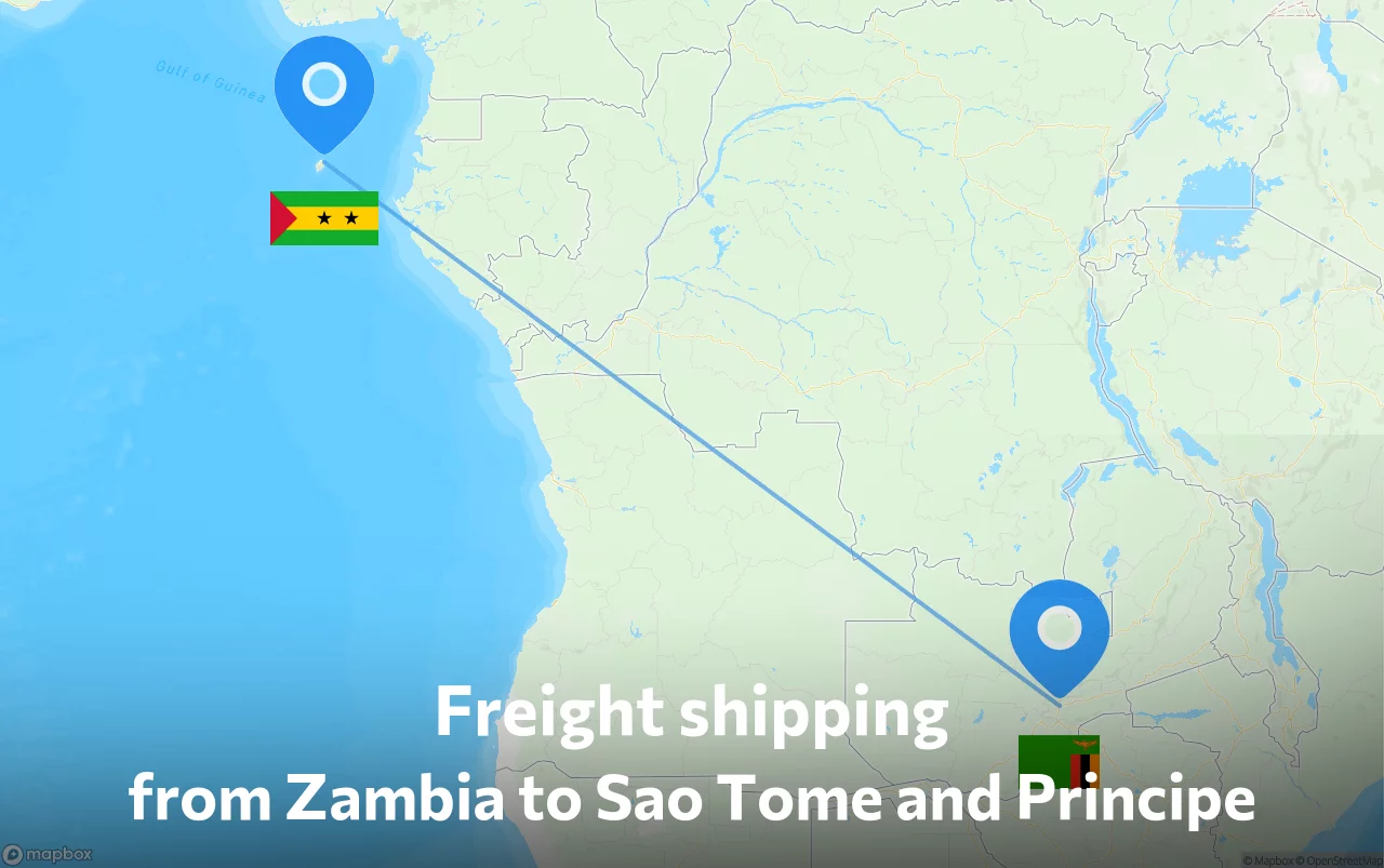Shipping route from Zambia to Sao Tome and Principe