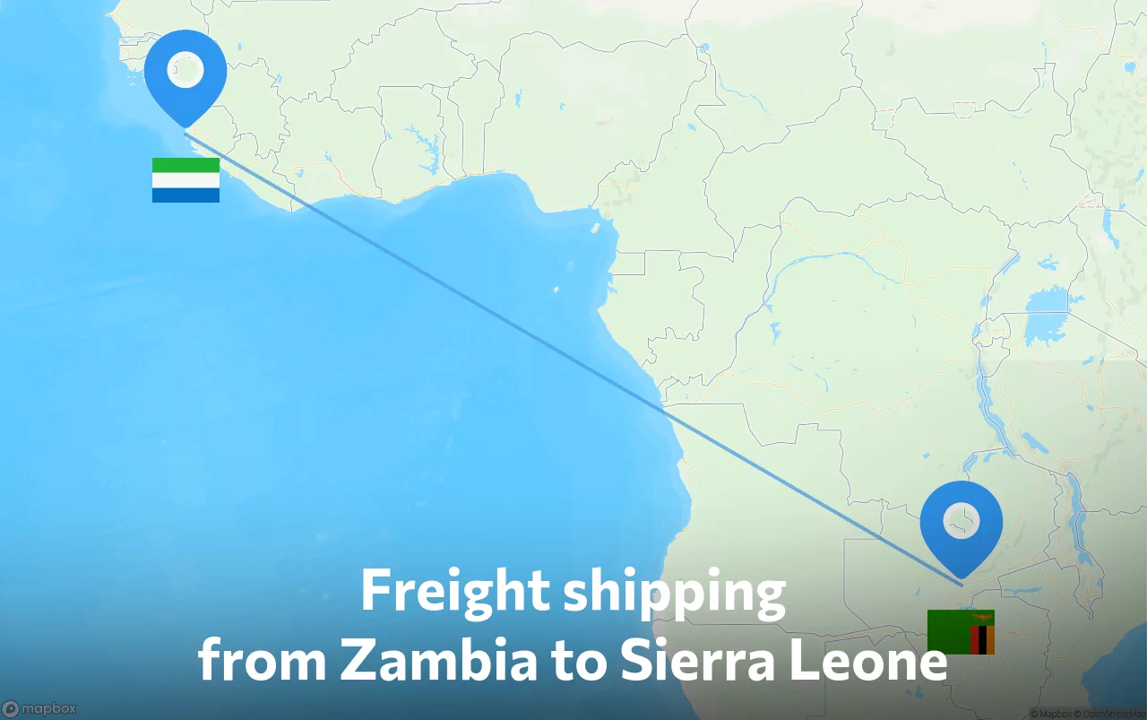 Shipping route from Zambia to Sierra Leone