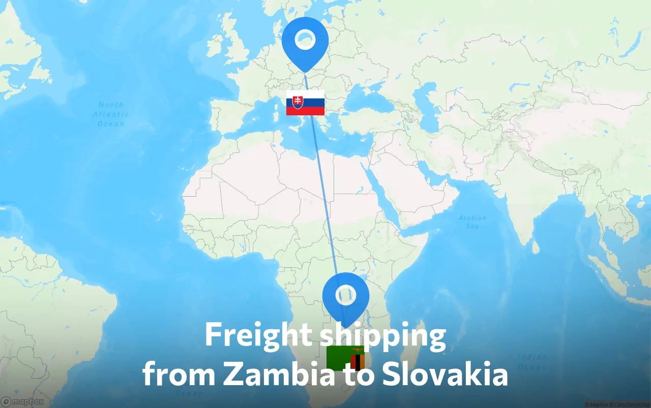 Shipping route from Zambia to Slovakia