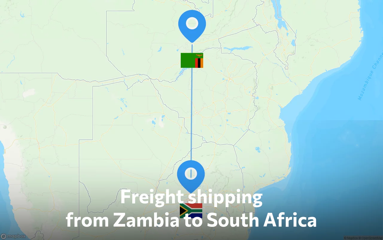 Shipping route from Zambia to South Africa