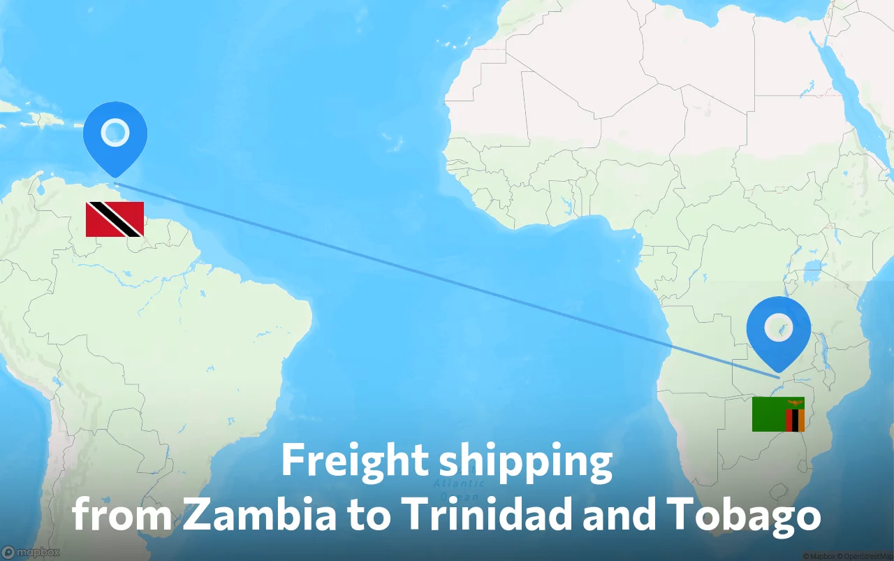 Shipping route from Zambia to Trinidad and Tobago
