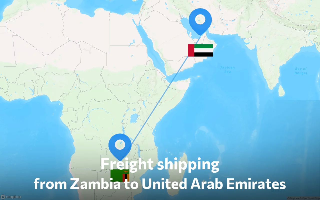 Shipping route from Zambia to United Arab Emirates