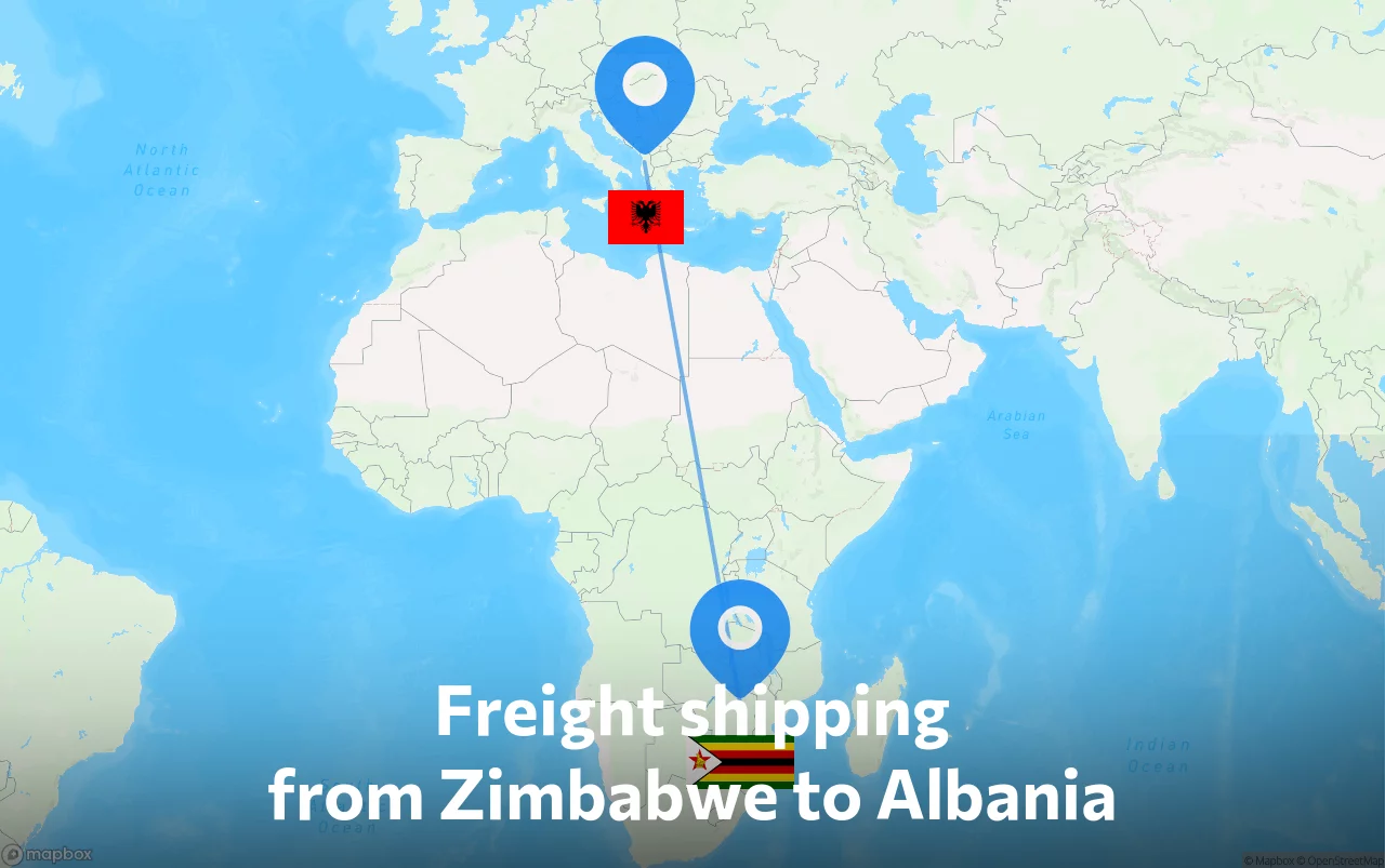 Shipping route from Zimbabwe to Albania