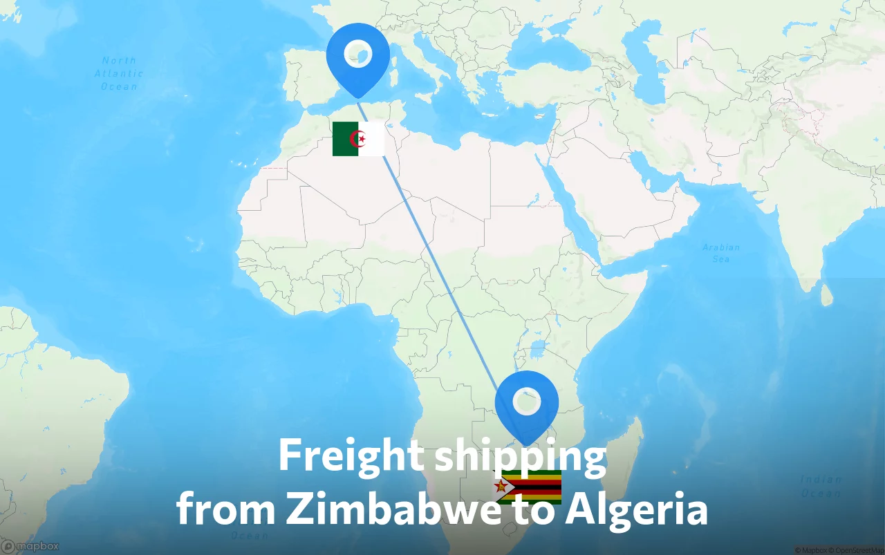 Shipping route from Zimbabwe to Algeria