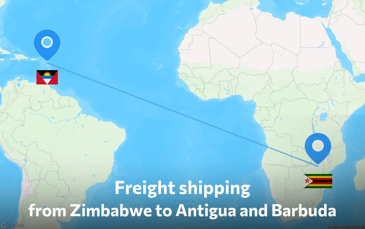 Shipping route from Zimbabwe to Antigua and Barbuda