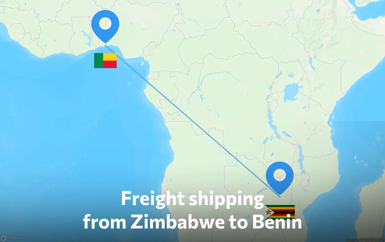 Shipping route from Zimbabwe to Benin