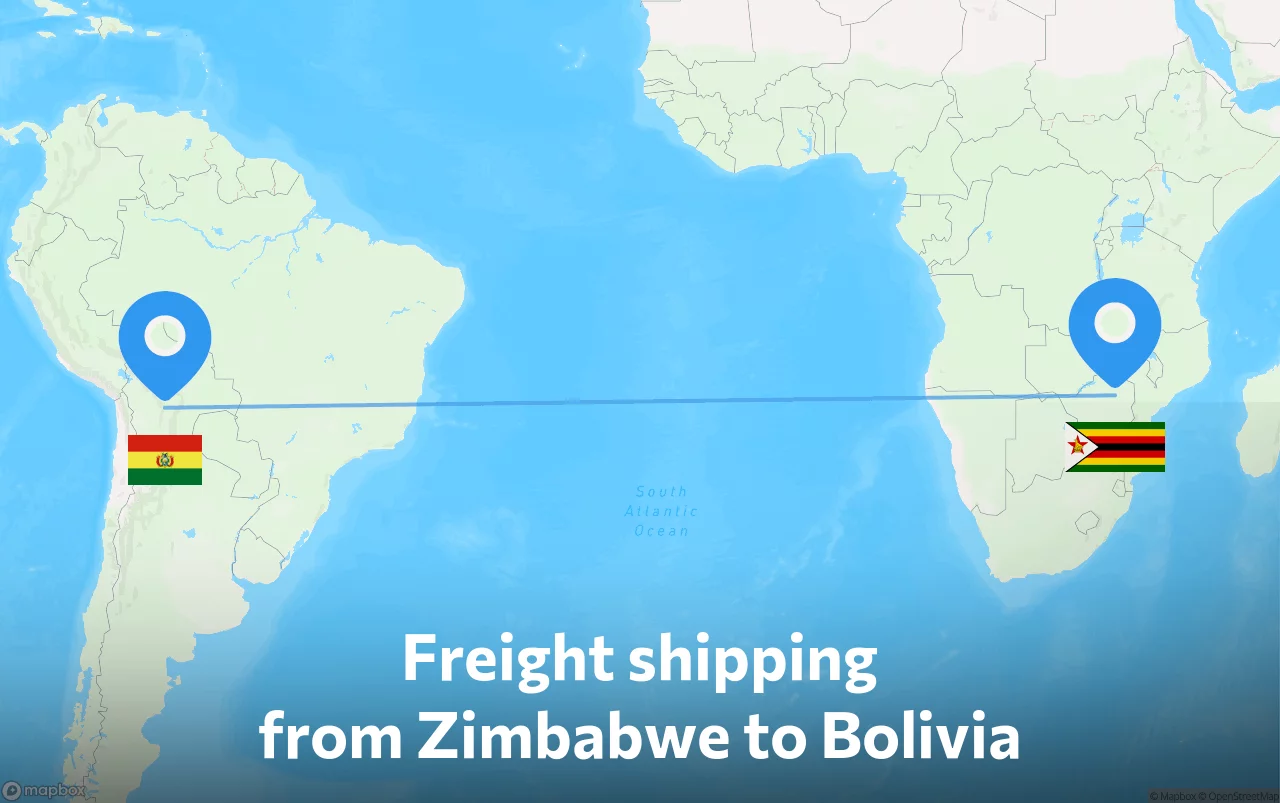Shipping route from Zimbabwe to Bolivia