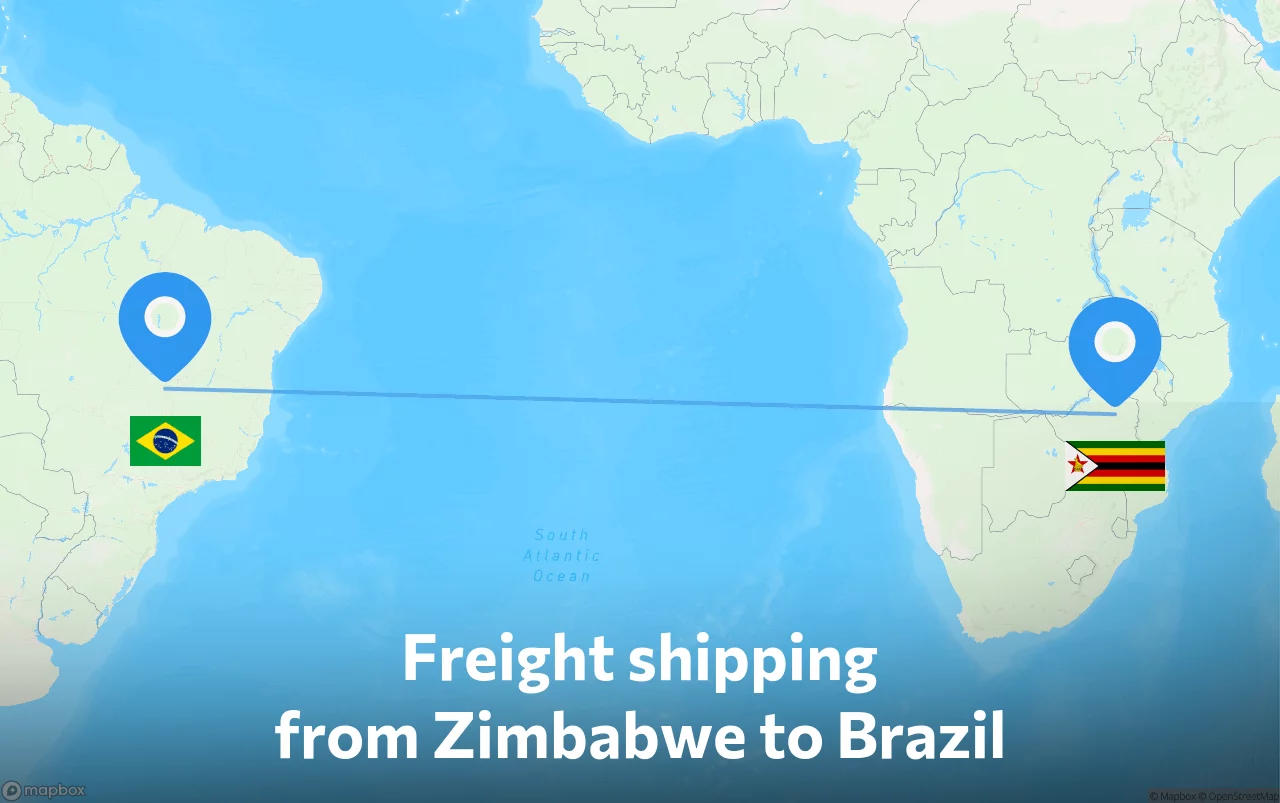 Shipping route from Zimbabwe to Brazil