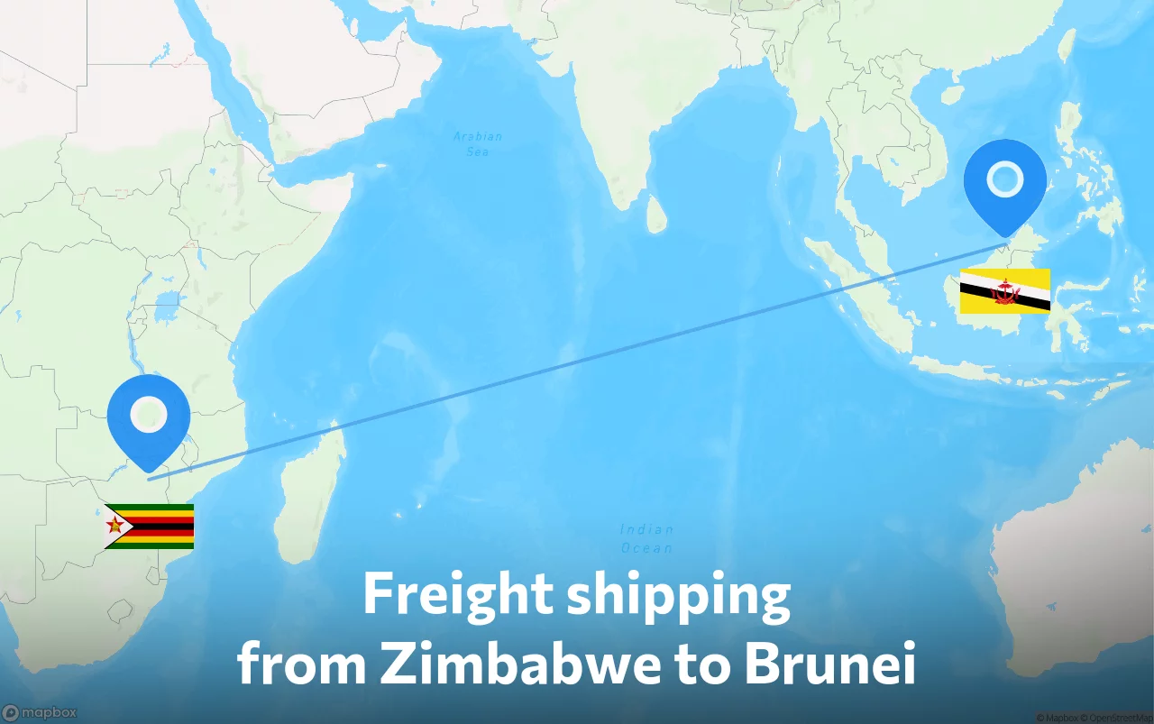 Shipping route from Zimbabwe to Brunei