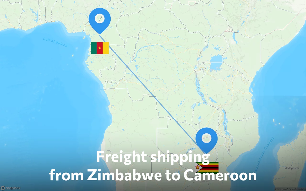 Shipping route from Zimbabwe to Cameroon