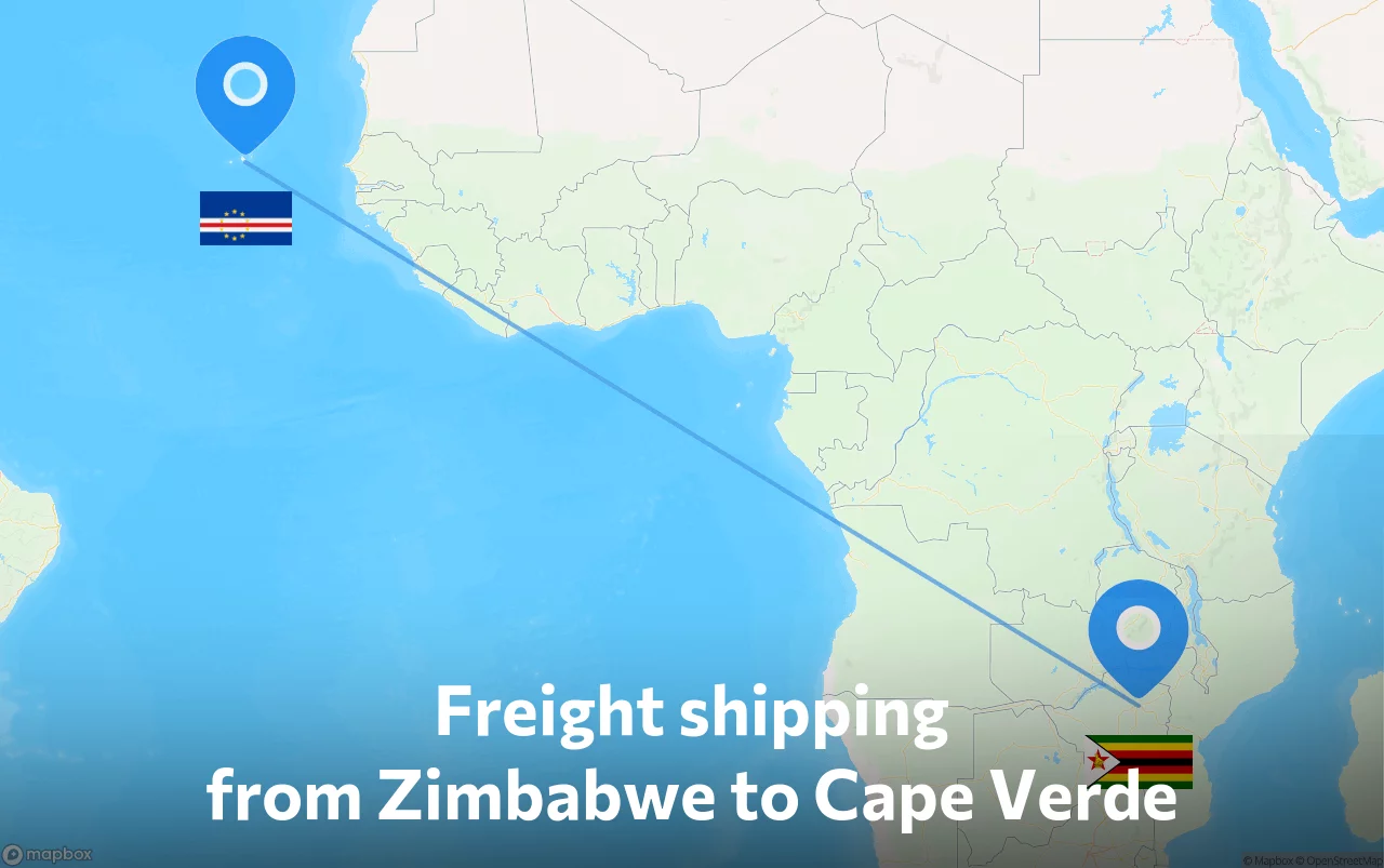Shipping route from Zimbabwe to Cape Verde