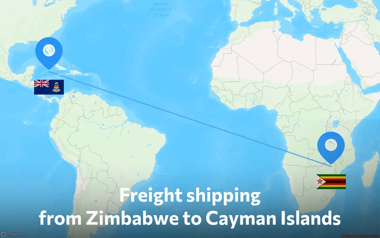 Shipping route from Zimbabwe to Cayman Islands