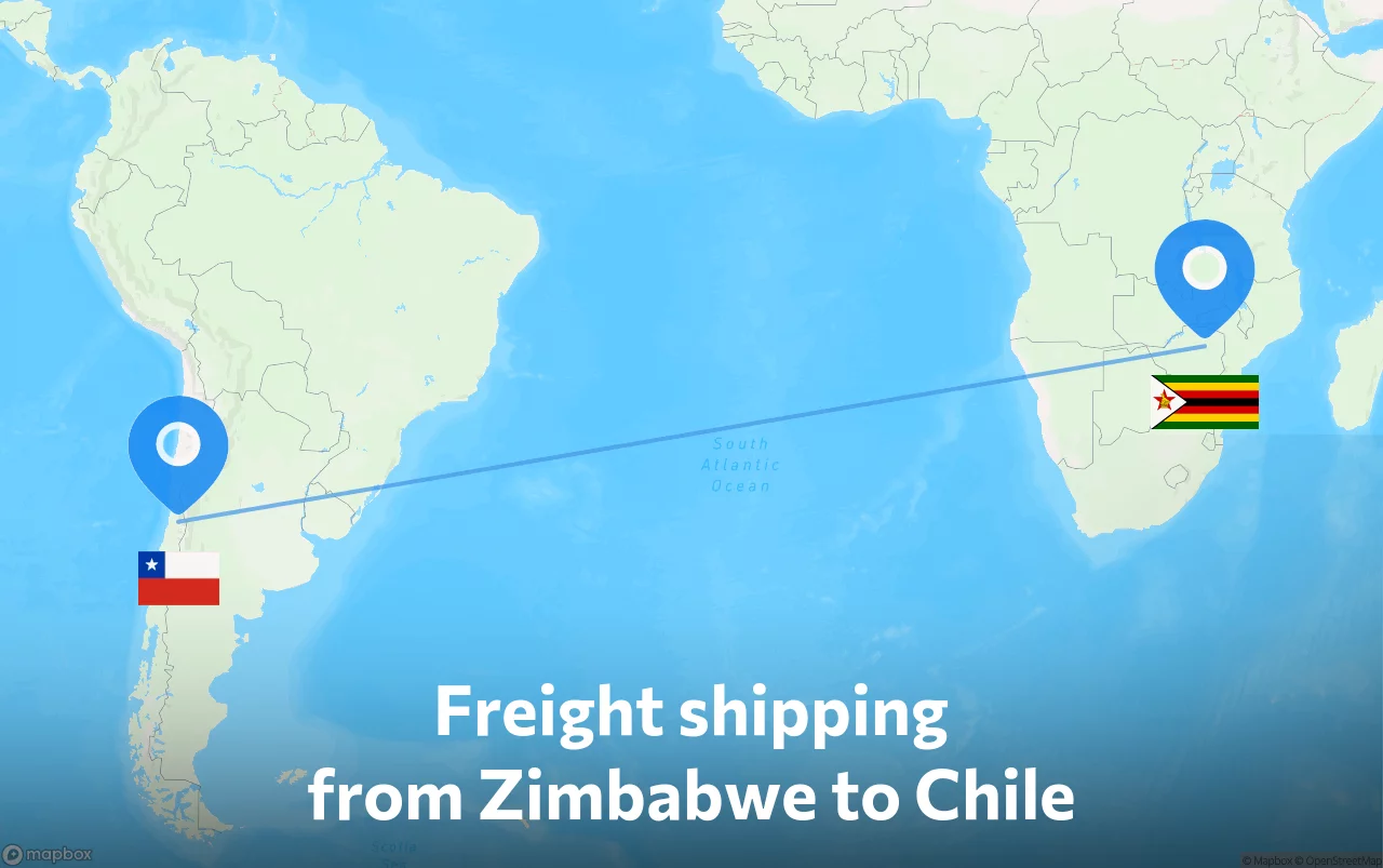 Shipping route from Zimbabwe to Chile